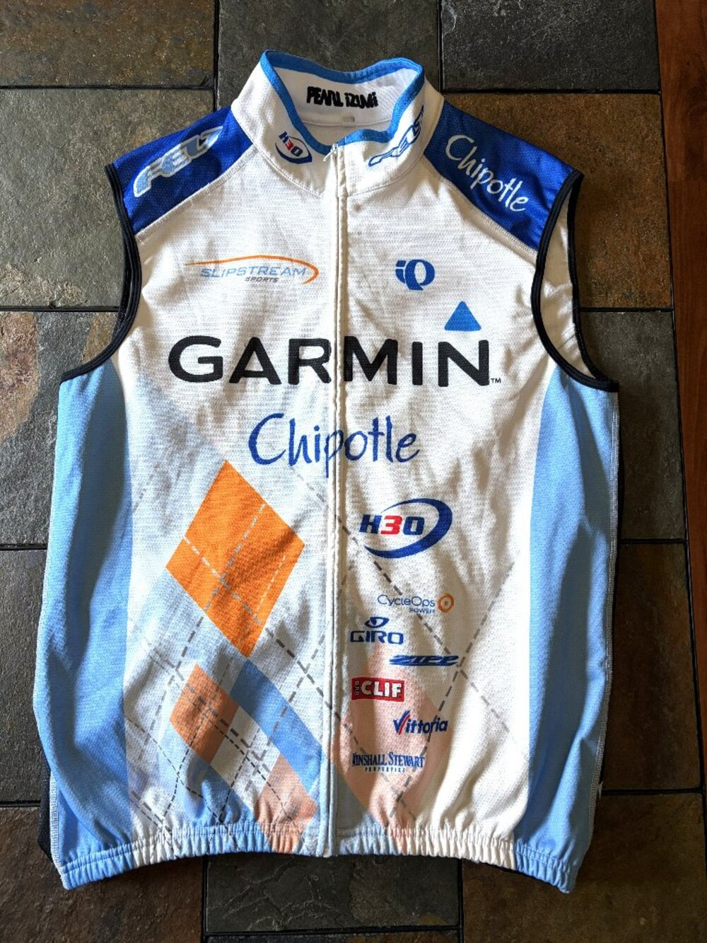 Pearl Izumi Garmin Chipotle Cycling Vest Argyle Blue White Flaws size M